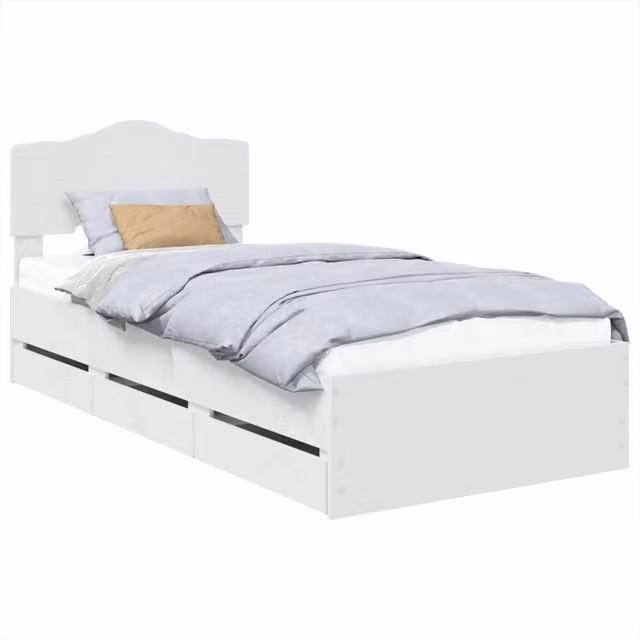 Letto singolo | Letto per adulti | Struttura del letto Bianco 75 x 190 cm Legno Ingegnerizzato