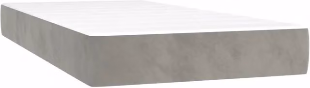 Materasso Ibrido a Molle Insacchettate in Velluto Grigio e Bianco L: 90 cm, P: 200 cm, H: 20 cm