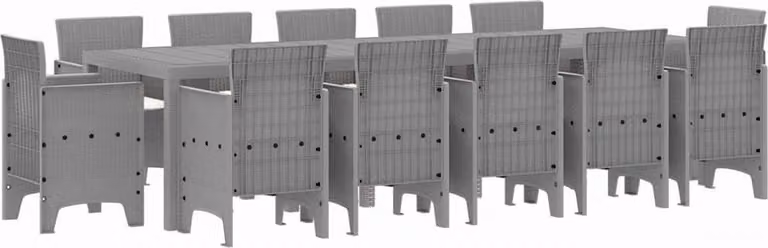 Set da Pranzo per Giardino con cuscino 13 pcs Grigio chiaro