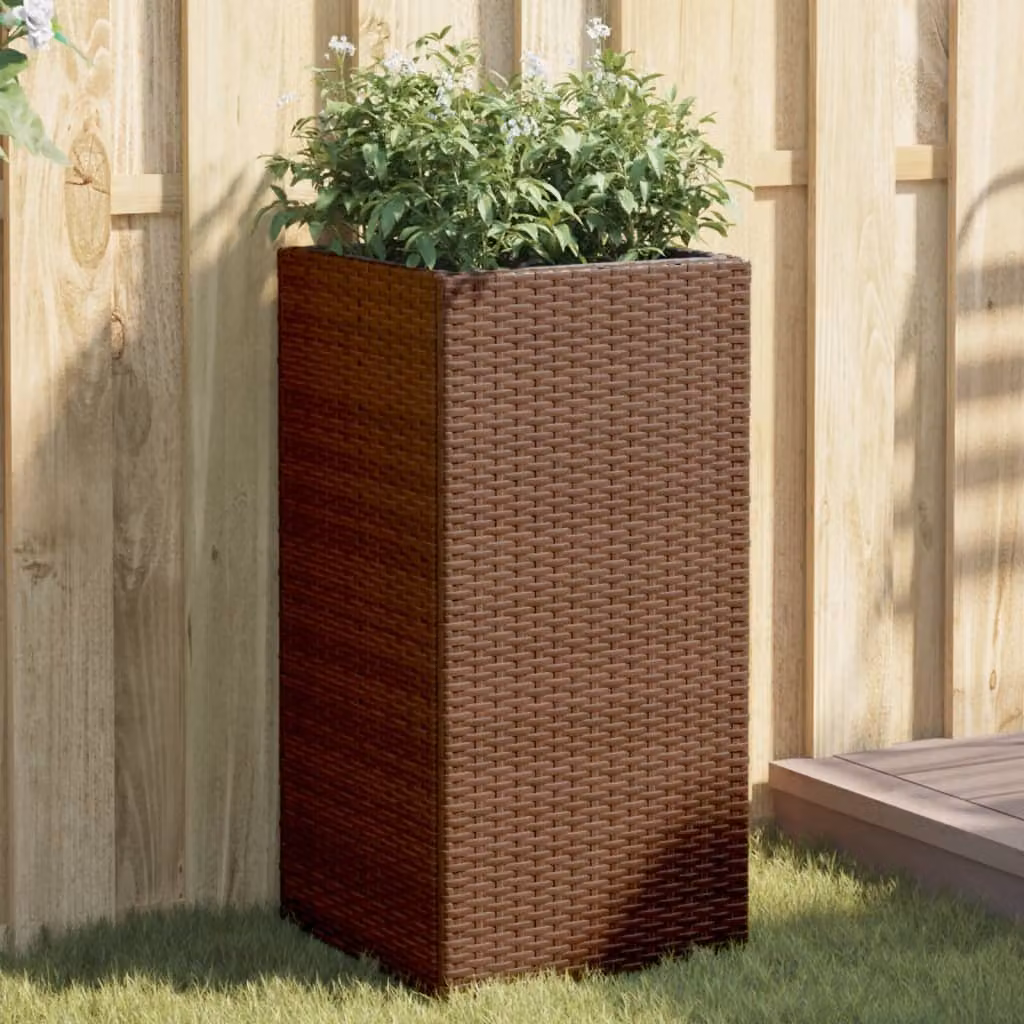 vidaXL Fioriera da Giardino Marrone 40x40x80 cm in Polyrattan