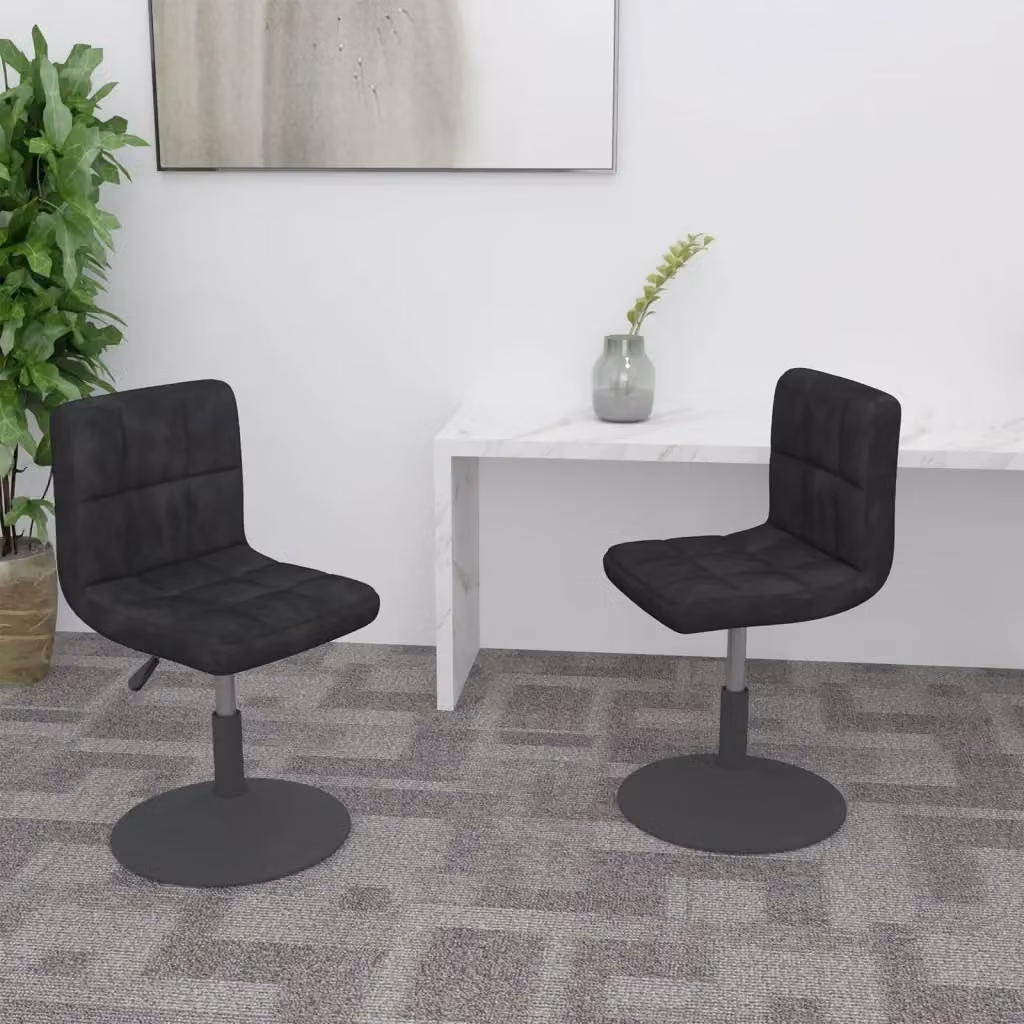 Set di 2 sedie da pranzo girevoli 360 gradi in velluto nero con struttura in metallo e altezza regolabile per cucina, ufficio o soggiorno – 2