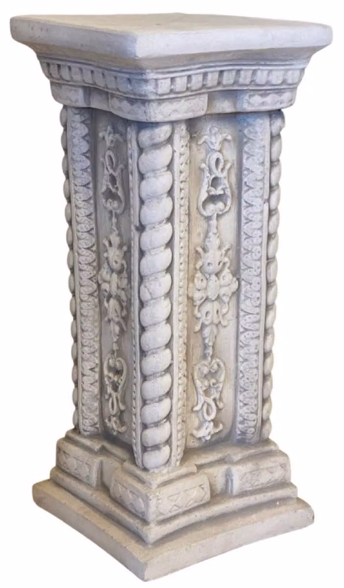 Casa Padrino Colonna barocca da giardino grigia 24 x 24 x H. 57 cm - Colonna in pietra antica - Magnifica colonna da giardino - Accessori barocchi per giardini e terrazze - Decorazione da giardino in stile barocco