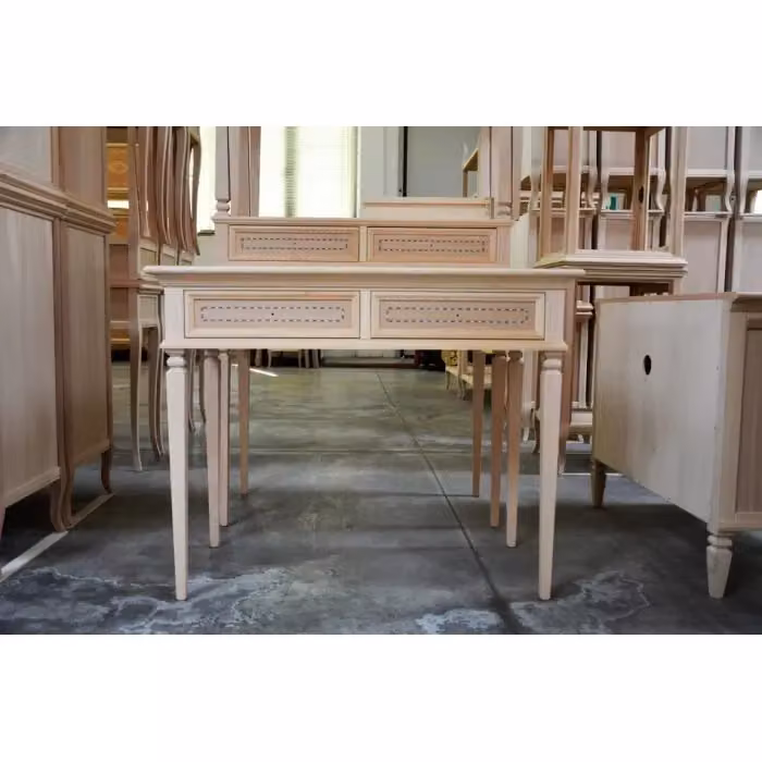 Scrivania classica con 2 cassetti in legno grezzo Mobili 2G L: 100 cm, P: 54 cm, H: 80 cm