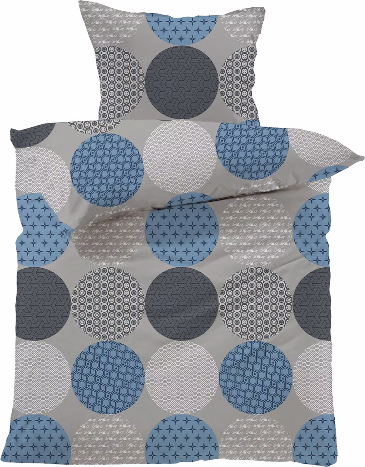 Lavea - Set da letto con motivo a cerchi, scuro, 135 x 200 cm + 80 x 80 cm