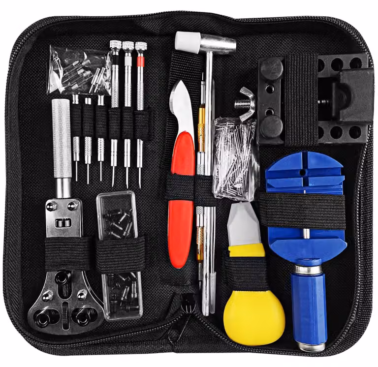 Set di riparazione orologi - Cacciavite per orologi - 147 pezzi - Con borsa da trasporto