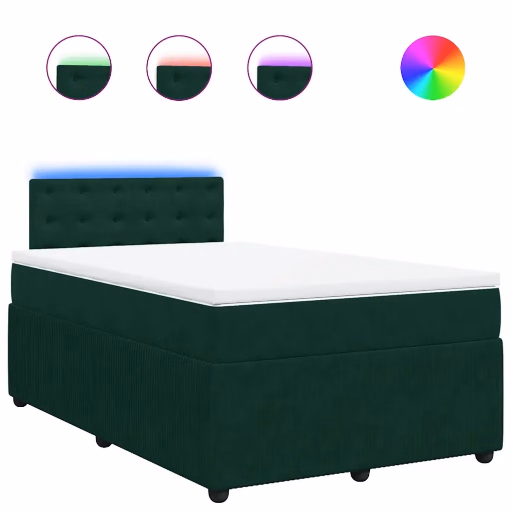 Letto Ibrido vidaXL con Giroletto a Molle e Materasso in Velluto Verde Scuro e Bianco, Struttura in Legno di Pino, L/P: 120 x 200 cm – 2