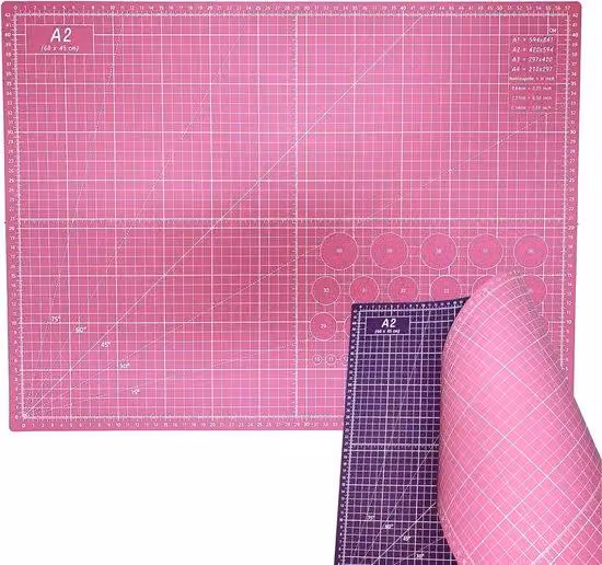 Tappetino da taglio Unyqoos® A2, 60 x 45 cm – tappetino da taglio autorigenerante, rosa e viola su entrambi i lati, ideale per patchwork, cucito e lavori manuali