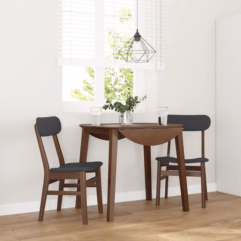 Set di 2 sedie da pranzo moderne vidaXL in legno di hevea marrone con cuscini