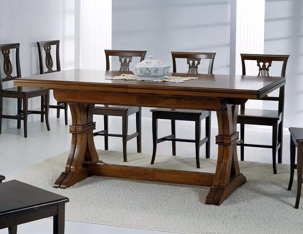 Set da pranzo Mobili 2G in legno di faggio color marrone con tavolo fratino rettangolare allungabile e 6 sedie stile rustico cerato – 2