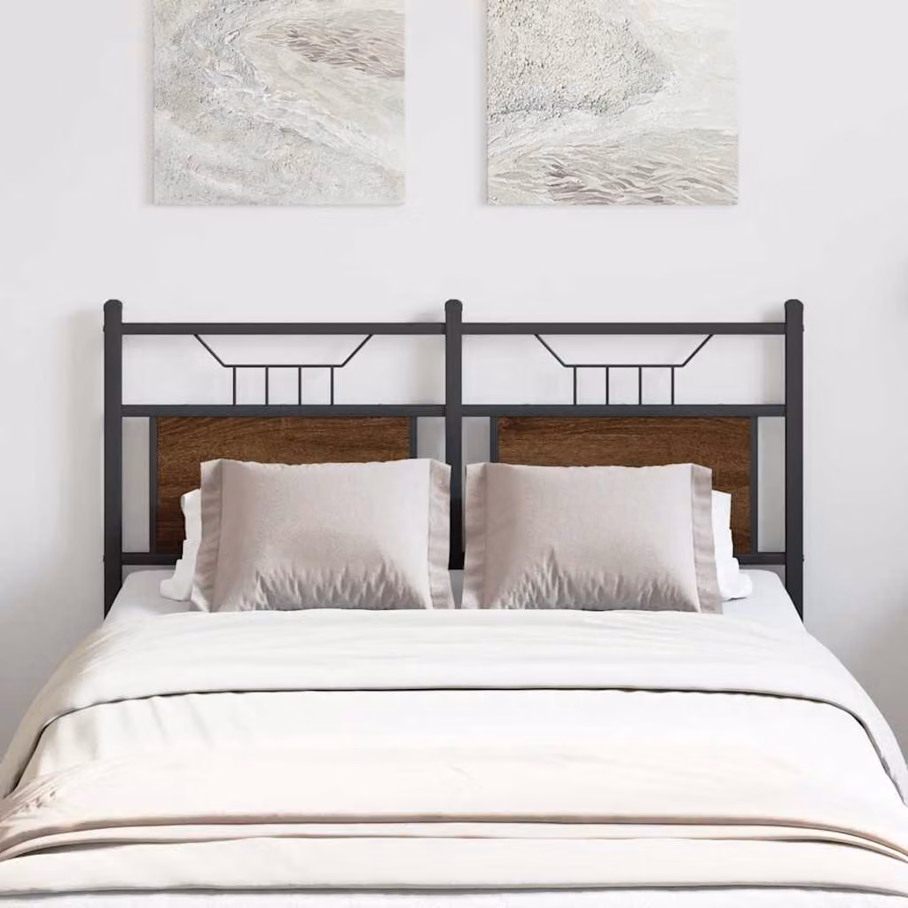 Testiera di ricambio vidaXL in legno multistrato e acciaio, colore rovere marrone, per letto 120x200 cm