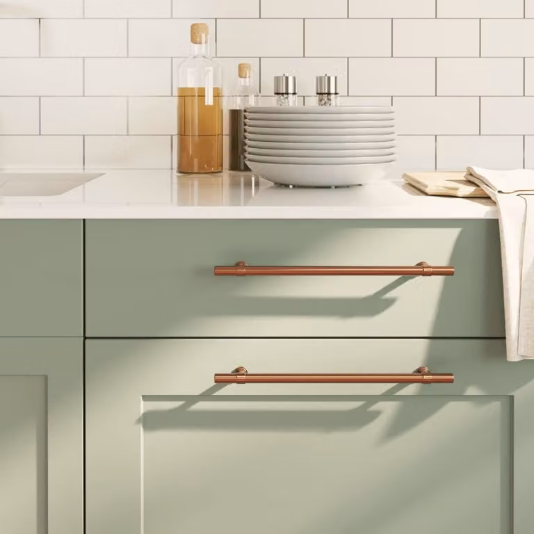 Set di 10 maniglie per mobili a barra vidaXL in acciaio inox color bronzo, lunghezza 224 mm