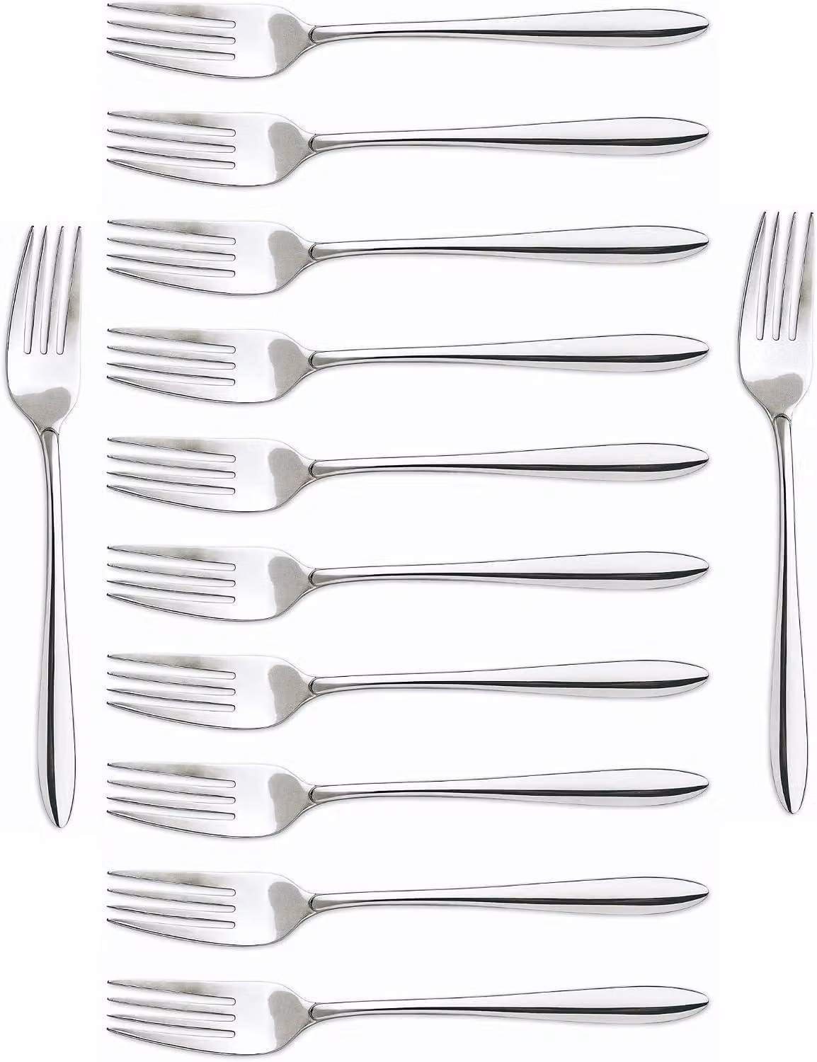 Serie Berlin – Set da 12 forchette da tavola, realizzate in un unico blocco di acciaio inossidabile 18/10, lunghezza 200 mm, colore argento