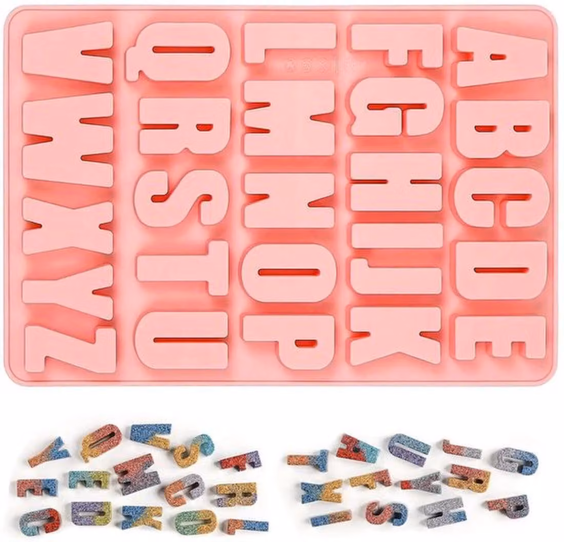 Stampo in silicone Azomor per lettere dalla A alla Z, ideale per preparazioni creative e modellaggi