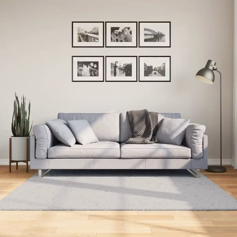 Tappeto a pelo corto vidaXL HUARTE Grigio, Lavabile e Antiscivolo, 160 x 160 cm