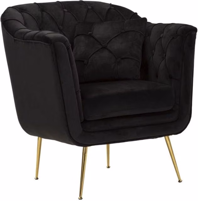 Poltrona Budapest Nera Con Cuscino cm 88x83x91