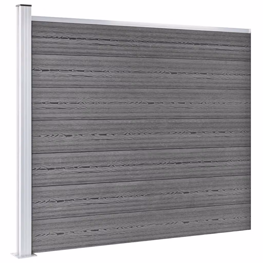 Set di pannelli per recinzione vidaXL in WPC e alluminio, Grigio, L: 699 cm, H: 146 cm – 2