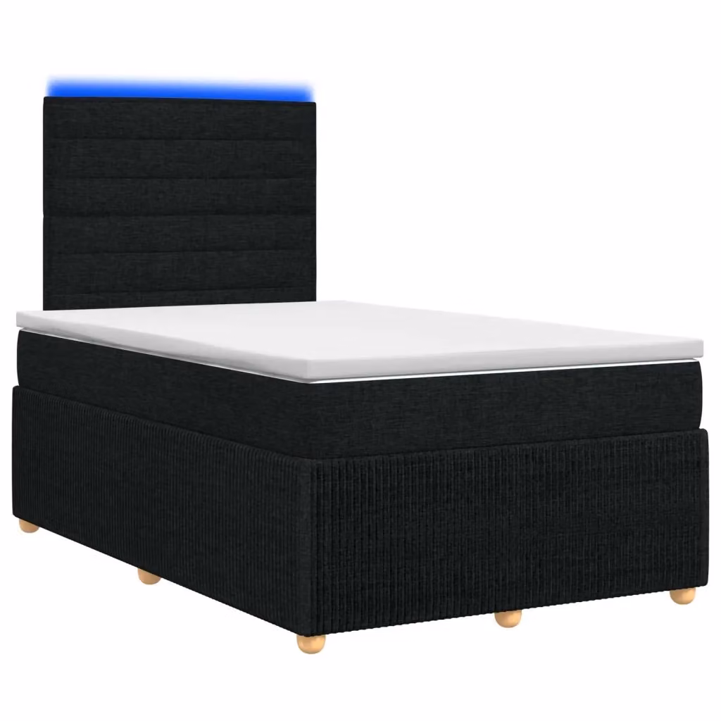 Letto Box Spring vidaXL con Materasso Ibrido e Illuminazione LED, Colore Nero e Bianco, L/P: 120 x 200 cm – 2