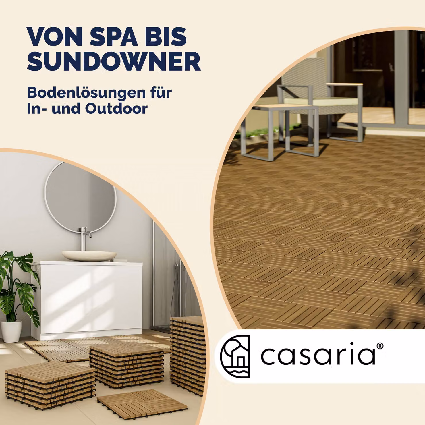 Set da 66 piastrelle da giardino Casaria in legno di acacia marrone con sistema click, L/P: 30 x 30 cm – 4