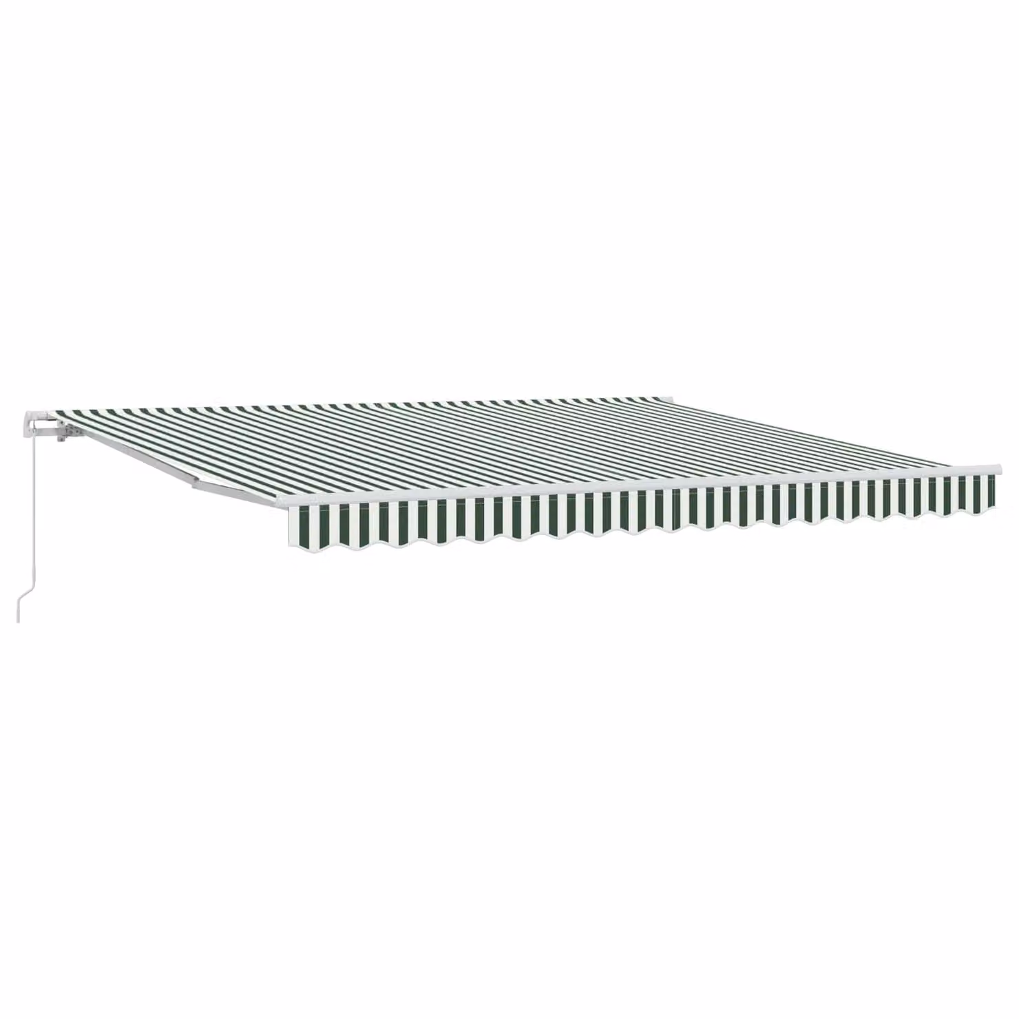 Tenda retrattile vidaXL con bracci pieghevoli in alluminio e tessuto in poliestere, Verde e Bianco, L 400 cm x P 300 cm