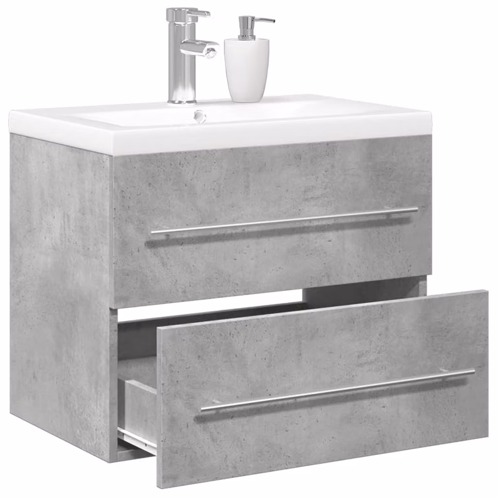 Set di mobili da bagno vidaXL composto da 2 pezzi in legno multistrato, colore grigio e bianco, con pensile e mobile lavabo moderno a parete
