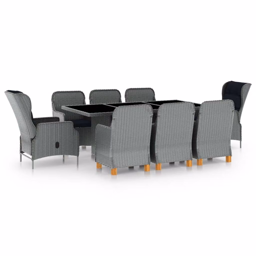 Maison Exclusive - Set da pranzo da giardino da 9 pezzi con cuscini in rattan sintetico grigio chiaro