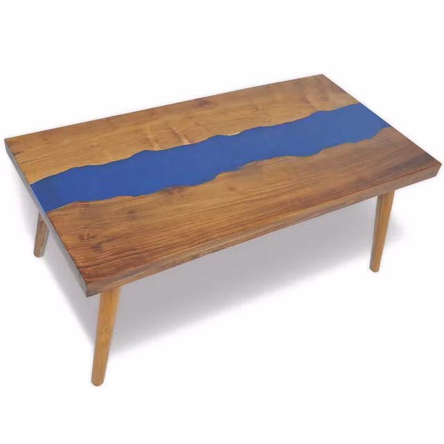 Tavolino da salotto | Tavolino da caff¨¨ | Tavolino da Soggiorno in Legno di Teak e Resina 100x50x40 cm