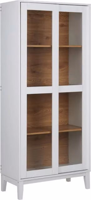 Mobiletto moderno Beliani con ante in vetro e ripiani interni, colore bianco, H: 183 cm, L: 80 cm, P: 40 cm – 1