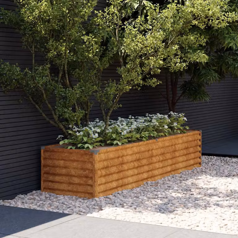 Letto rialzato da giardino vidaXL in acciaio Corten marrone L: 194 cm, P: 50 cm, H: 36 cm