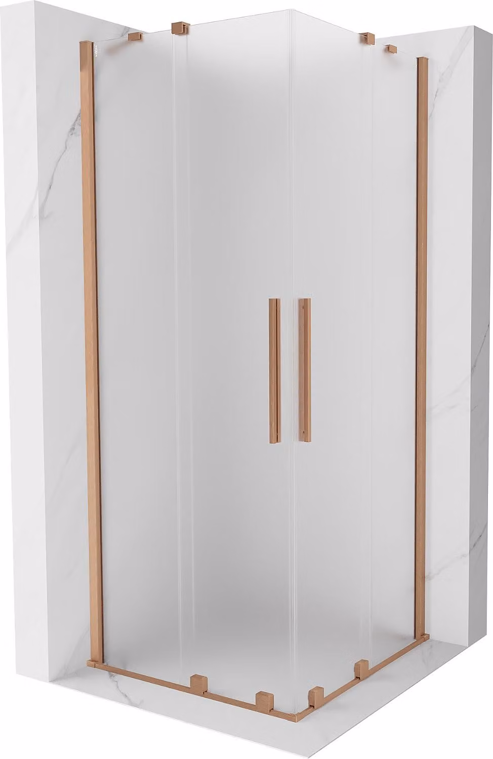 Mexen Velar Duo cabina doccia scorrevole 100 x 100 cm, smerigliata, rame spazzolato - 871-100-100-32-65