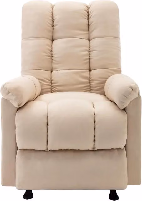 Poltrona Massaggiante | Sedia Relax Reclinabile Crema in Tessuto