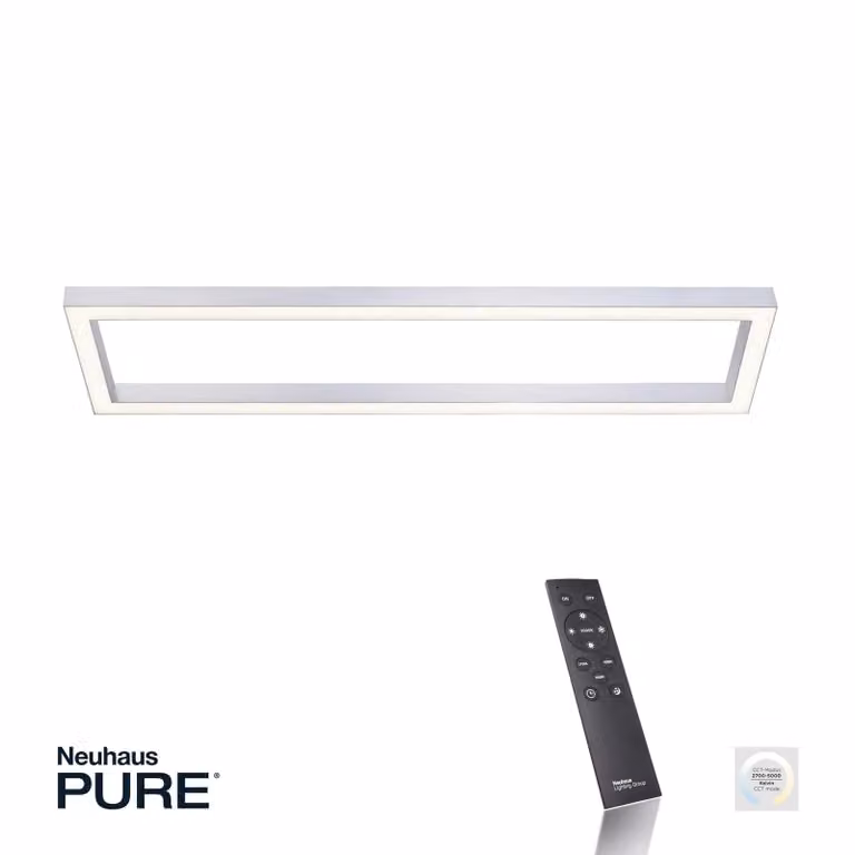PURE Plafoniera a LED Lines Square, dimmerabile, Alluminio / Grigio / Zincato, Soggiorno / Sala da pranzo, Metallo, Moderno, Plafoniera LED