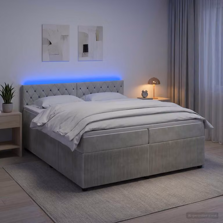 Maison Exclusive - Letto boxspring con materasso Grigio chiaro 200 x 200 cm Velluto