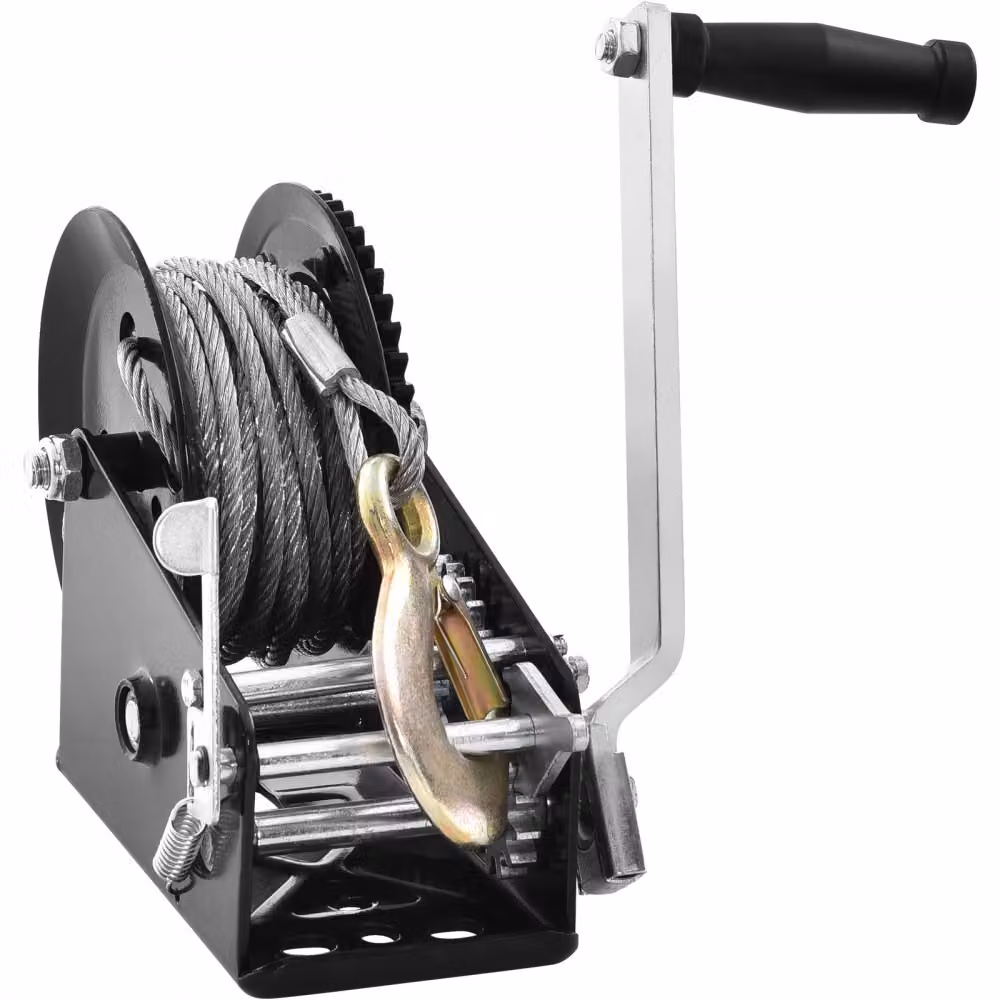 Verricello manuale a cavo 1587,5 kg - Verricello per barca a 2 vie con cricchetto/2 velocità - Verricello a cinghia con cavo da 10 m - Impugnatura ergonomica - Verricello manuale a cavo Verricello per veicoli e imbarcazioni