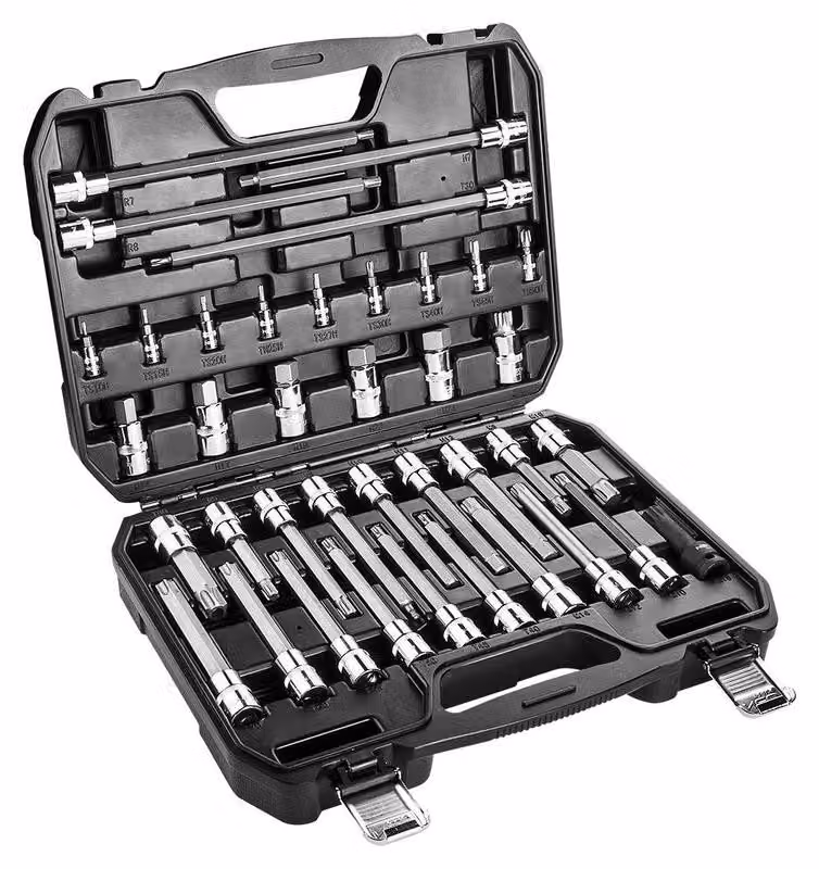 Set di chiavi a bussola Torx da 1/2 pollice, 38 pezzi, in acciaio cromo-vanadio, con custodia