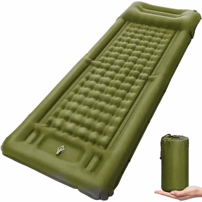 Materassini gonfiabili, design leggero, pompa integrata, colore verde
