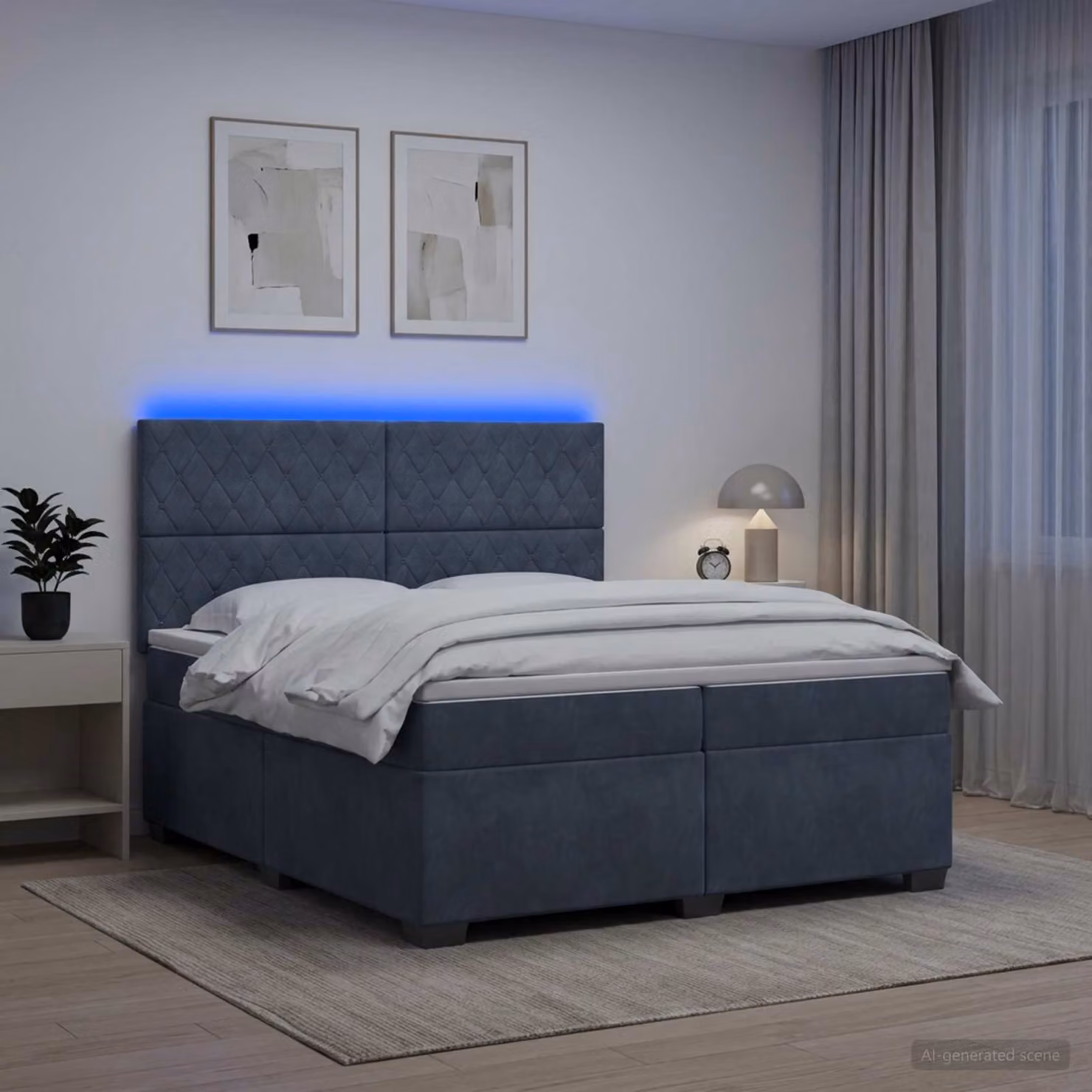 Letto box spring vidaXL con materasso a molle insacchettate in tessuto grigio scuro L/P: 200 x 200 cm