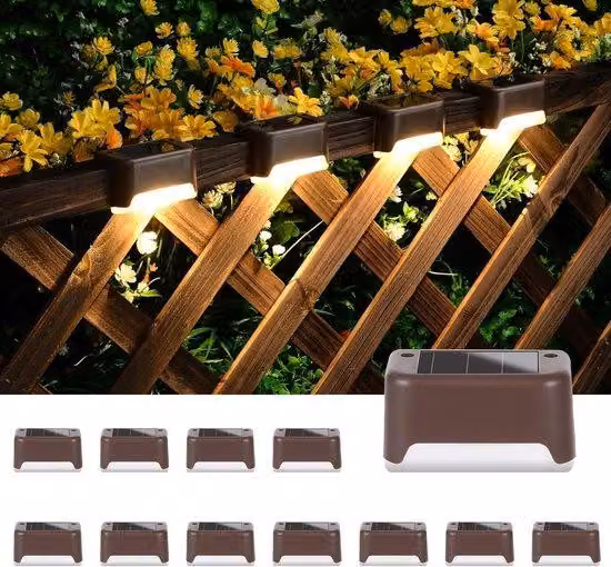 Ghirlanda luminosa a energia solare per illuminazione esterna - 12 ghirlande luminose per recinzioni da giardino, scale esterne, aree verdi e piscine (bianco caldo)