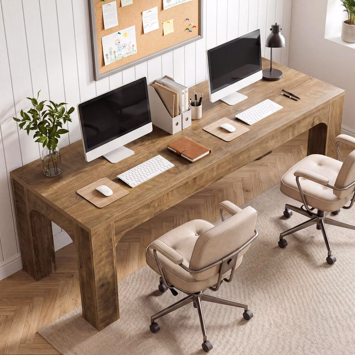 Tribesigns, scrivania extra lunga da 180 cm | Scrivania doppia per computer, piano in legno spesso, gambe robuste, grande scrivania rustica per l'ufficio domestico