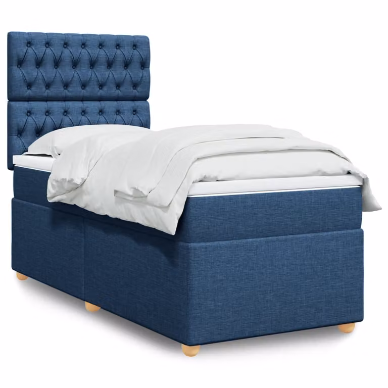 Giroletto a molle con materasso vidaXL in tessuto blu e bianco, L 80 cm x P 200 cm