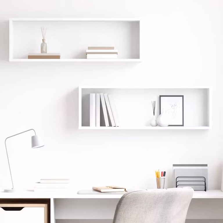 Set di 2 mensole a cubo da parete vidaXL in legno bianco opaco L 80 cm x P 15 cm x H 26,5 cm