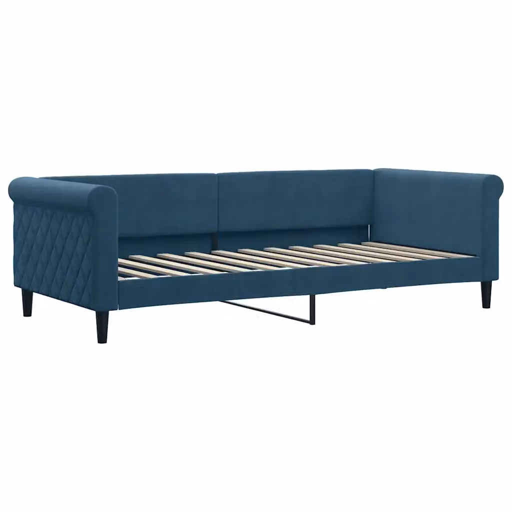 Letto da giorno moderno vidaXL in velluto blu con struttura in metallo e legno – 2