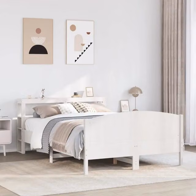Letto senza Materasso Bianco 120x190 cm Legno Massello di Pino