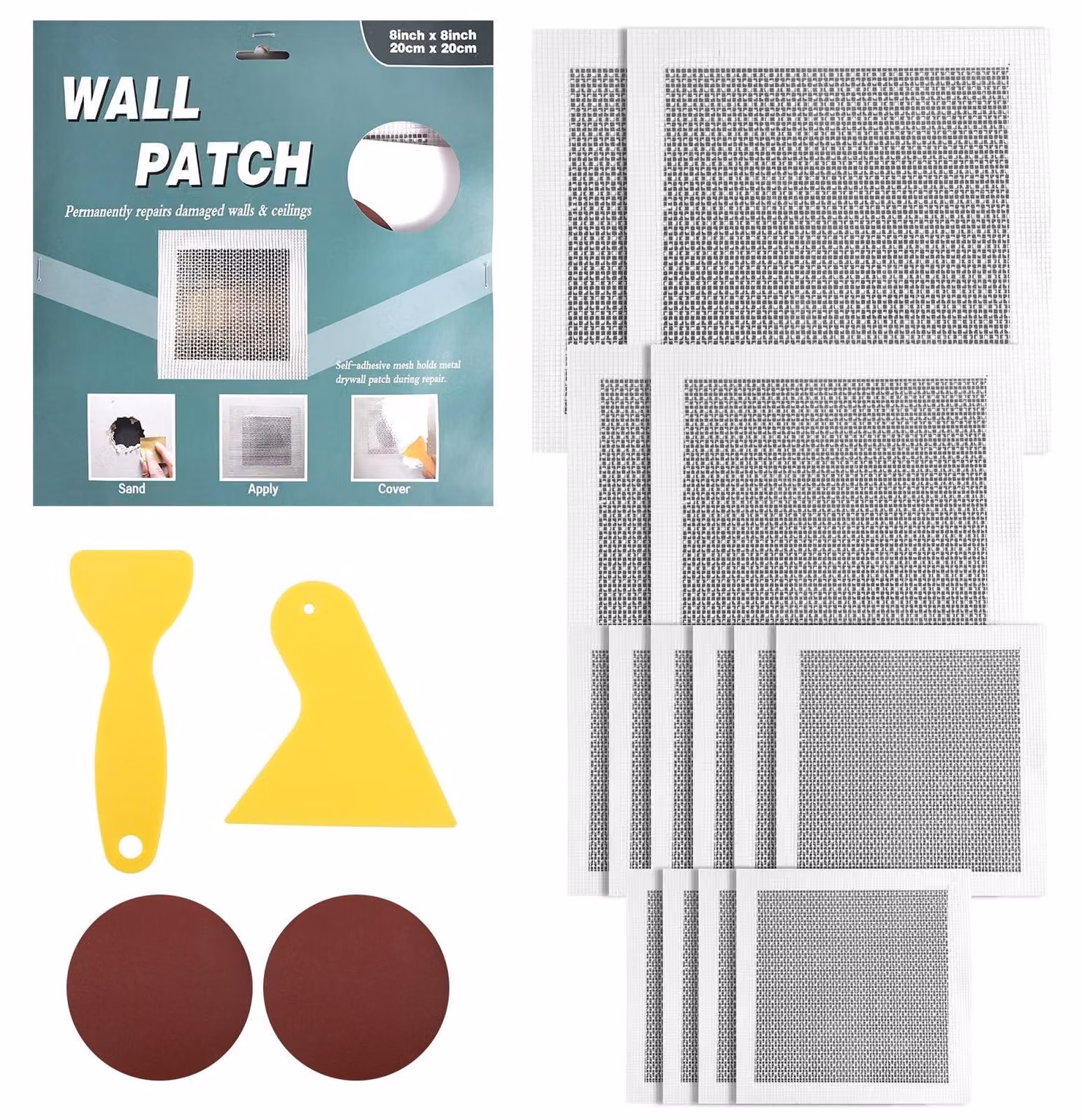 Kit di riparazione per cartongesso da 20 pezzi – Ideale per grandi fori