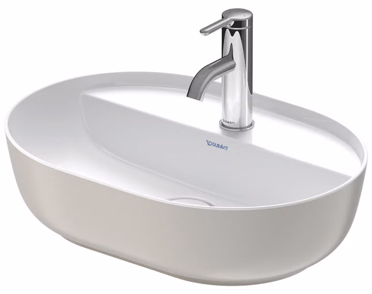 Duravit Luv vasque à poser 50x35cm, sans trop-plein, avec plage de robinetterie, 1 trou pour robinetterie, rectifié, 0380502300, 0380502300