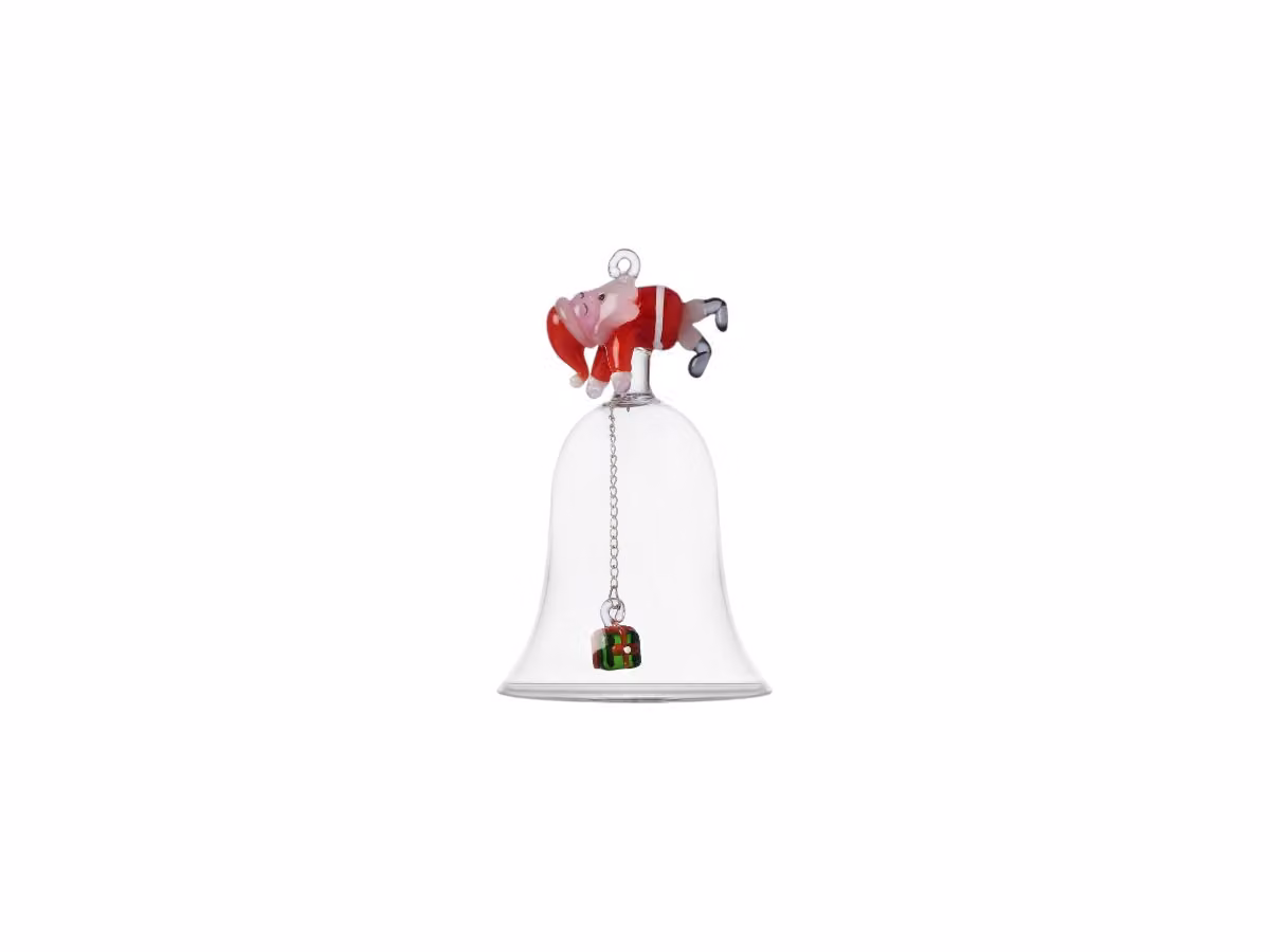 Christmas Tales Oggetto Decorativo Campana - Babbo Natale Addormentato con Regalo Verde