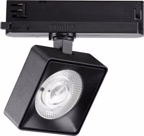 Proiettore Square Pov IDEAL LUX in metallo nero con 1 luce LED da 22W, luce calda 3000K, orientabile per binario