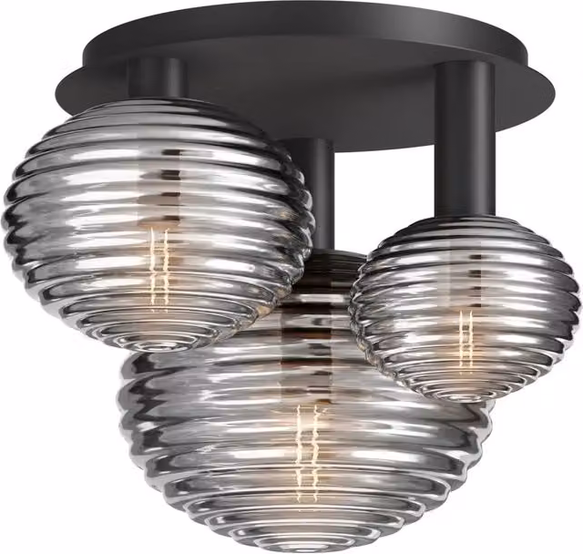 Maytoni Plafoniera moderna Reels 3 luci E14 nero metallo vetro