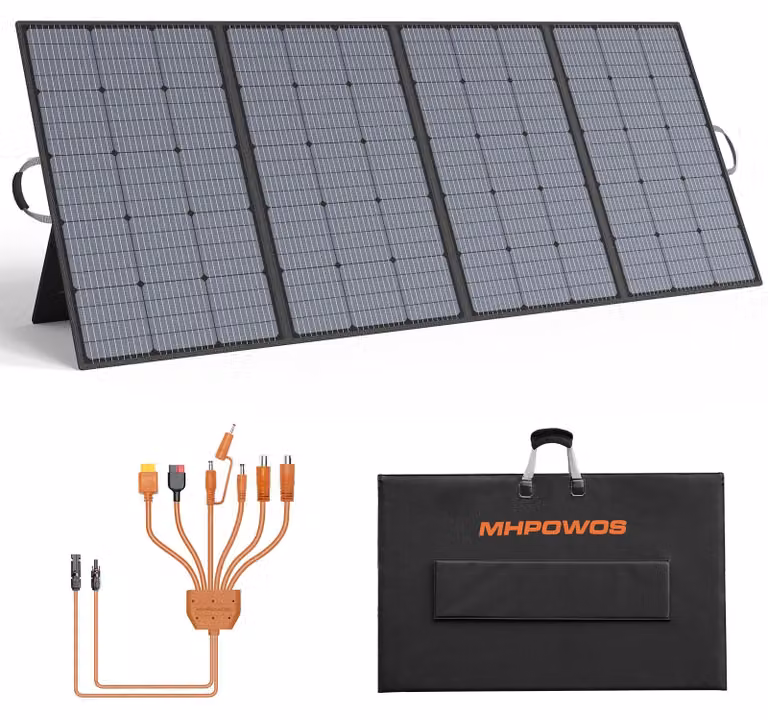 Pannello solare pieghevole da 400W, portatile, con grado di protezione IP67 e dotato di supporto