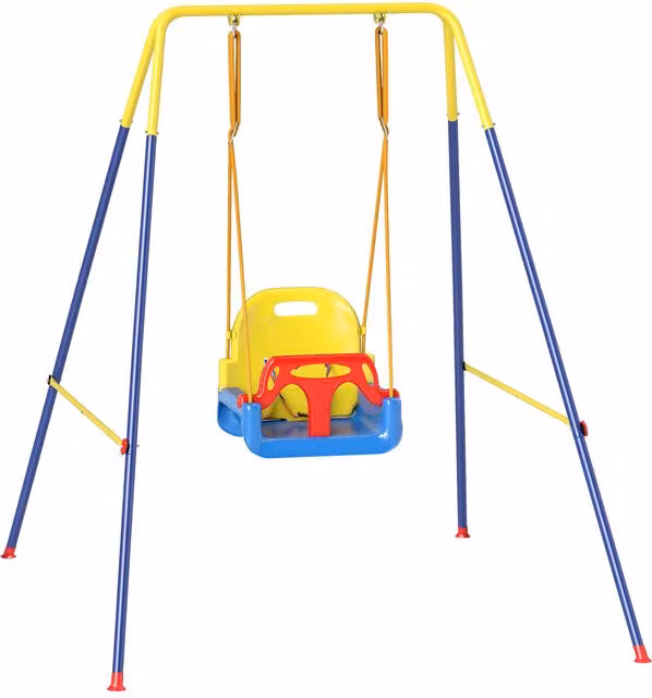 Altalena da Giardino 3 in 1 per Bambini e Neonato AIYAPLAY, Blu, Pieghevole e Regolabile in Altezza
