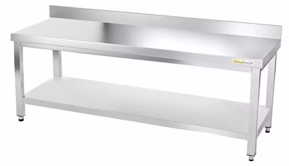 Tavolo da lavoro in acciaio inossidabile, base inferiore, dimensioni 1800 x 500 mm, modello PREMIUM - GOLDINOX